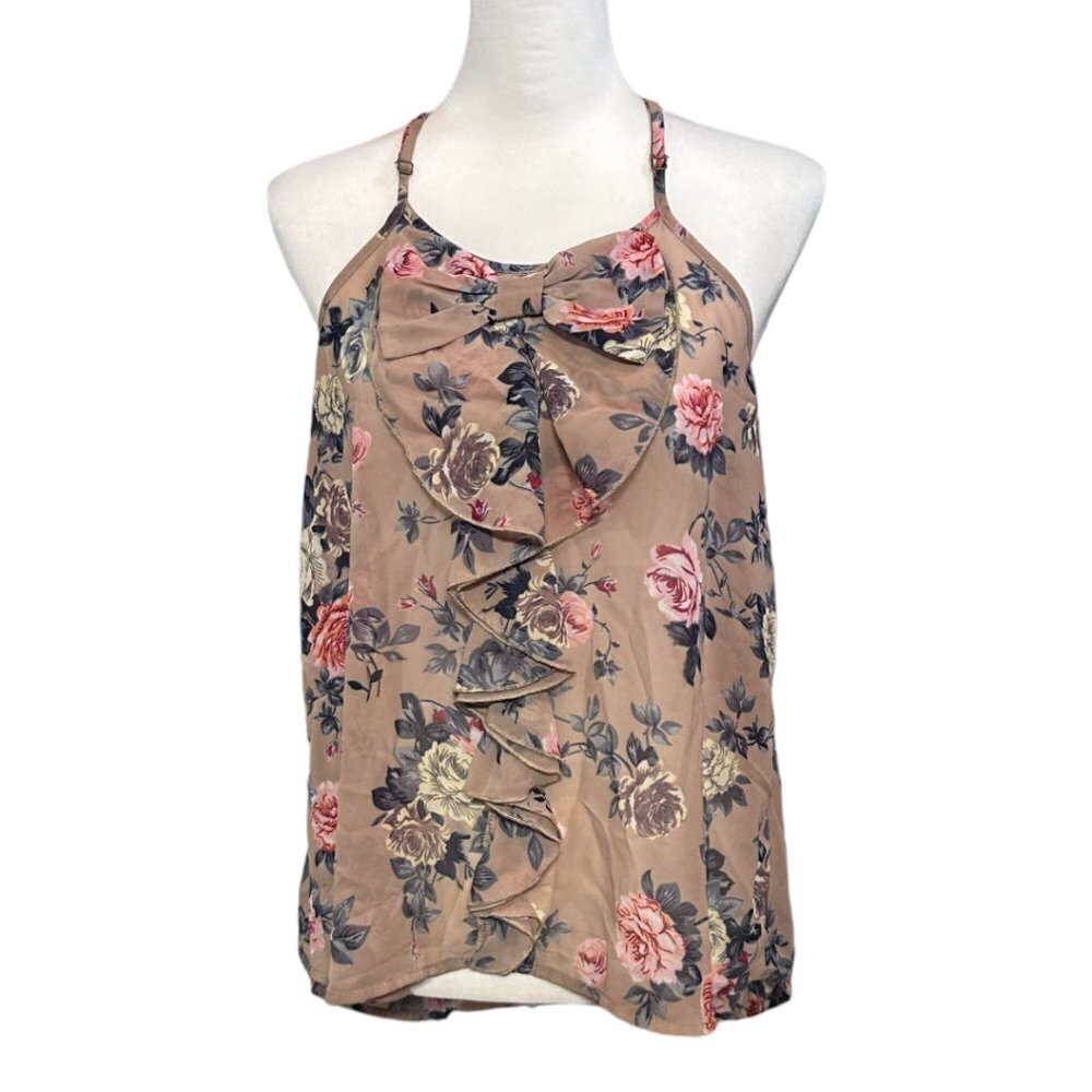 Marisol Racerback Tank Top Bow and Ruffle Front Top Size M